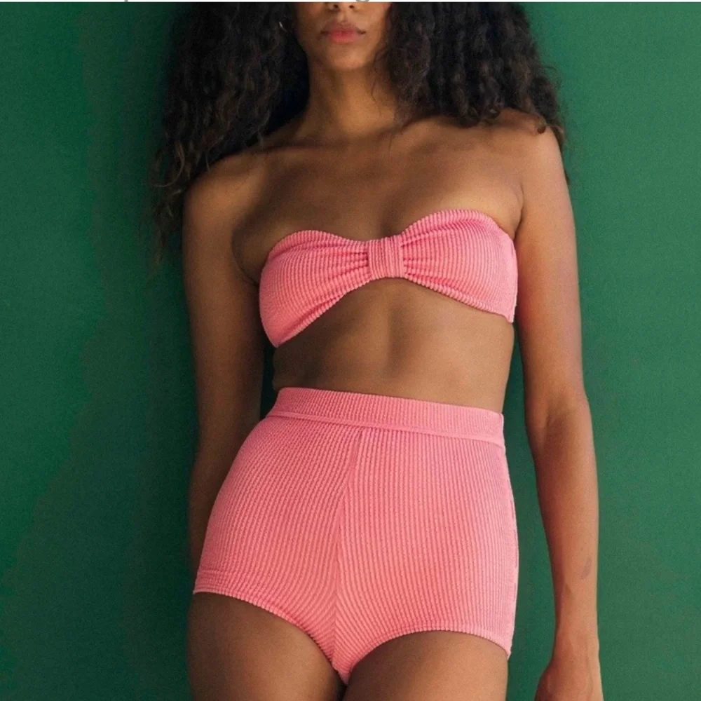 Billabong 🌸 Baby Pink Textured Strapless Bandeau Knot Bikini Top